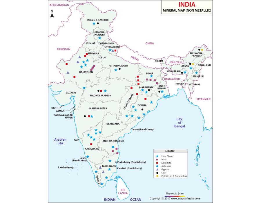 Buy Non Metallic Mineral Map of India